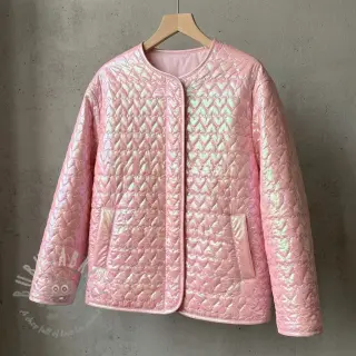 Prešita tkanina Fancy hearts light pink