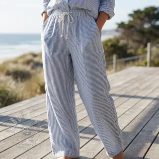 Lan z bombažem Stripe jeans