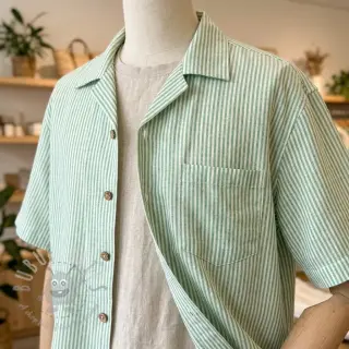 Lan z bombažem Stripe dark green