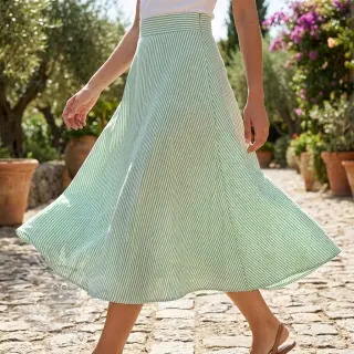 Lan z bombažem Stripe dark green