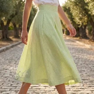 Lan z bombažem Stripe lime
