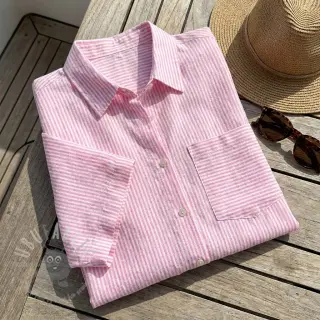 Lan z bombažem Stripe fuchsia