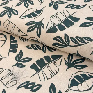 Dekorativno blago Linenlook Leaves dark petrol