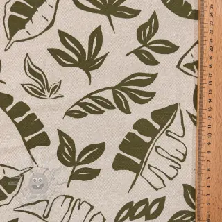 Dekorativno blago Linenlook Leaves army green