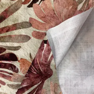 Dekorativno blago SLUB Leaves burgundy digital print