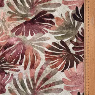 Dekorativno blago SLUB Leaves burgundy digital print