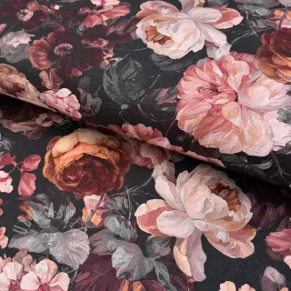 Dekorativno blago SLUB Bouquet burgundy digital print