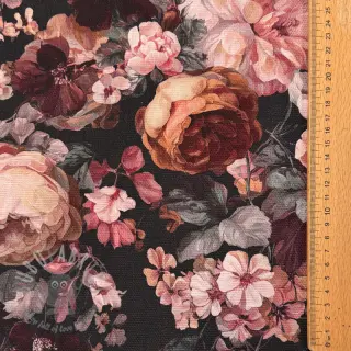 Dekorativno blago SLUB Bouquet burgundy digital print