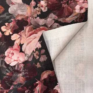 Dekorativno blago SLUB Bouquet burgundy digital print