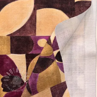 Dekorativno blago SLUB Abstract flowie aubergine digital print