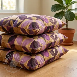 Dekorativno blago SLUB Abstract flowie aubergine digital print