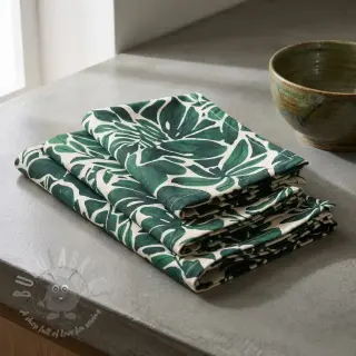 Dekorativno blago Big leaves green digital print