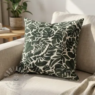 Dekorativno blago Big leaves grey digital print