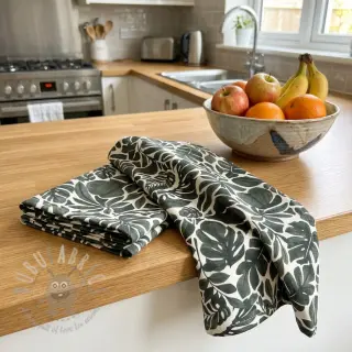 Dekorativno blago Big leaves grey digital print