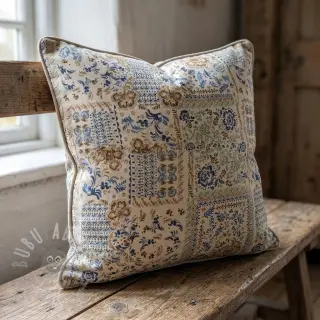 Dekorativno blago Linenlook Blue heritage digital print