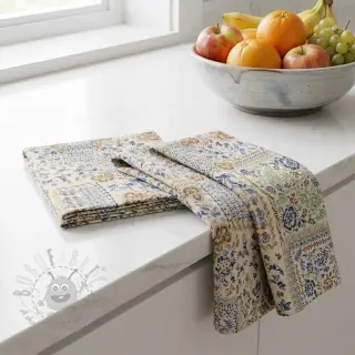Dekorativno blago Linenlook Blue heritage digital print