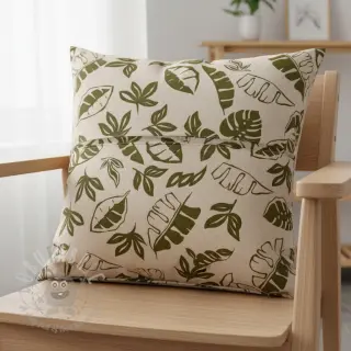Dekorativno blago Linenlook Leaves army green