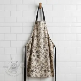 Dekorativno blago Linenlook Painting flowers black digital print