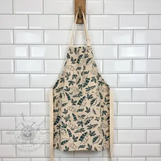 Dekorativno blago Linenlook Leaves dark petrol