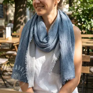 Dvoslojna gaza/muslin DOUBLE FACE cloud blue
