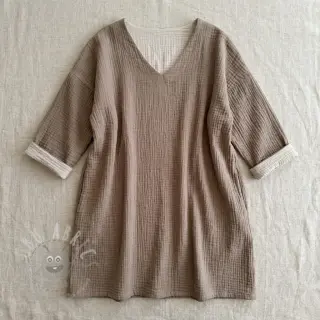 Dvoslojna gaza/muslin DOUBLE FACE pebble