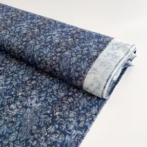 Viskoza RAYON POPLIN White flowers design C