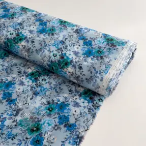 Viskoza RAYON POPLIN Flower sea design D