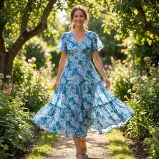 Viskoza RAYON POPLIN Flower sea design D