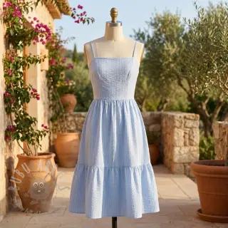 Bombažna tkanina BUBBLE dusty blue