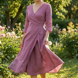 Viskoza z lanom WASHED mauve