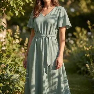 Viskoza z lanom WASHED old green