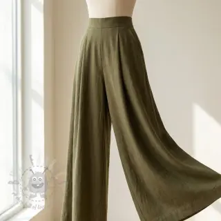 Viskoza z lanom WASHED olive