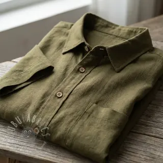 Viskoza z lanom WASHED olive
