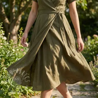 Viskoza z lanom WASHED olive