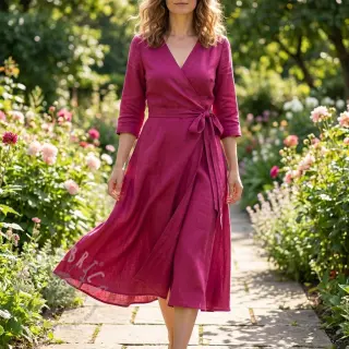 Viskoza z lanom WASHED berry