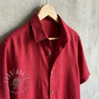 Viskoza z lanom WASHED dark red