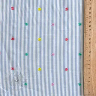 Bombažna tkanina DOBBY Stripe and dotty blue