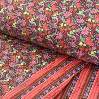 Bombažna tkanina VOILE STEPPED Paisley flowers brown digital print