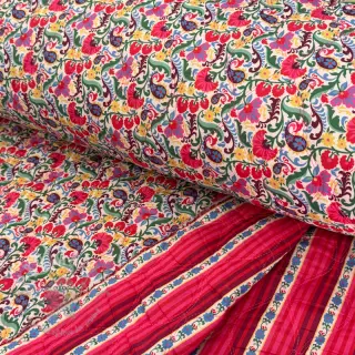Bombažna tkanina VOILE STEPPED Paisley flowers white digital print