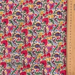 Bombažna tkanina VOILE STEPPED Paisley flowers white digital print