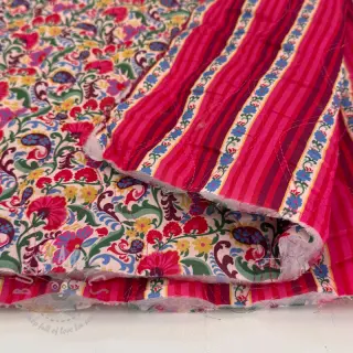 Bombažna tkanina VOILE STEPPED Paisley flowers white digital print