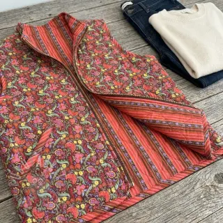 Bombažna tkanina VOILE STEPPED Paisley flowers brown digital print