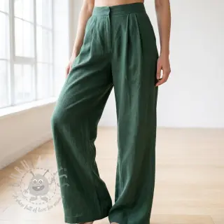 Viskoza z lanom WASHED dark green