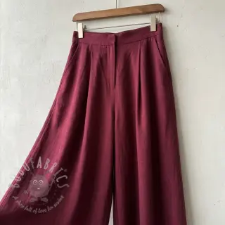 Viskoza z lanom WASHED wine red