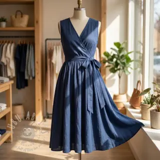 Viskoza z lanom WASHED marine
