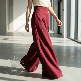 Viskoza z lanom WASHED wine red