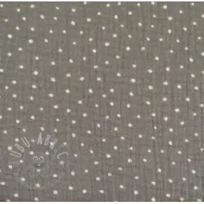 Dvoslojna gaza/muslin Dots grey/white