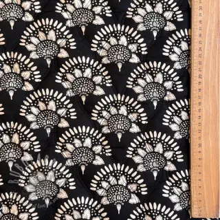 Bombažna tkanina VOILE STEPPED Bouquet flowers balck digital print