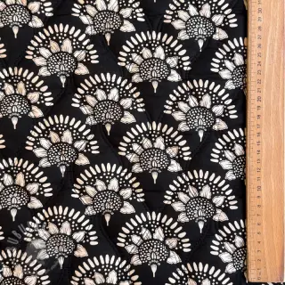 Bombažna tkanina VOILE STEPPED Bouquet flowers black digital print