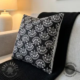 Bombažna tkanina VOILE STEPPED Bouquet flowers black digital print